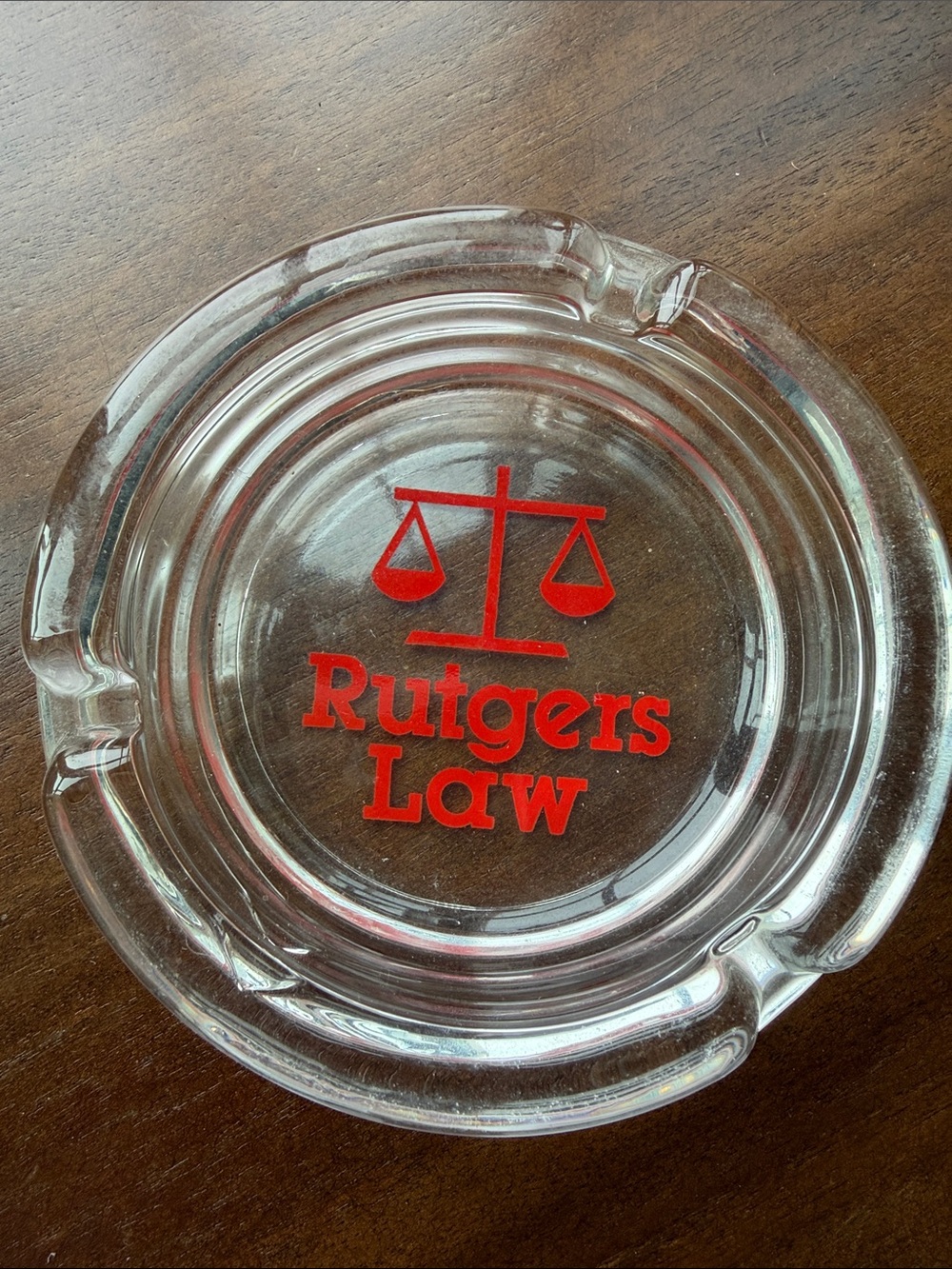 Vintage Rutgers Clear Glass Ashtray